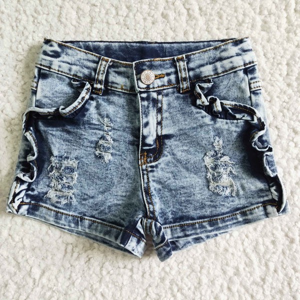 SS0011 girl summer blue denim shorts