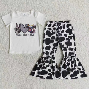 E12-26 kids clothes girls cow fall spring outfits