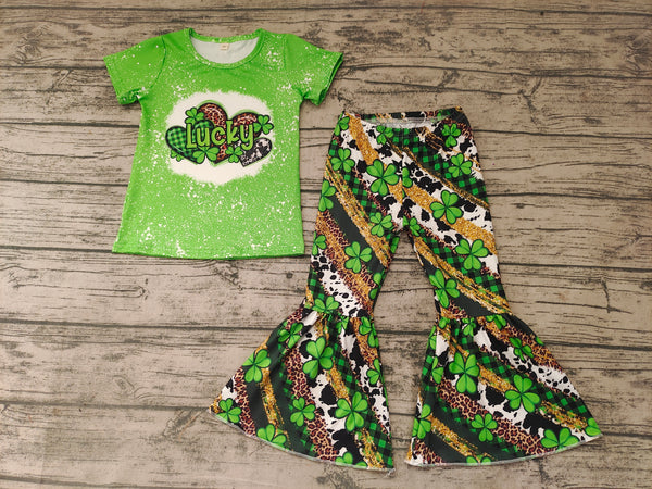 GSPO0356 baby girl clothes green lucky St. Patrick's Day outfits