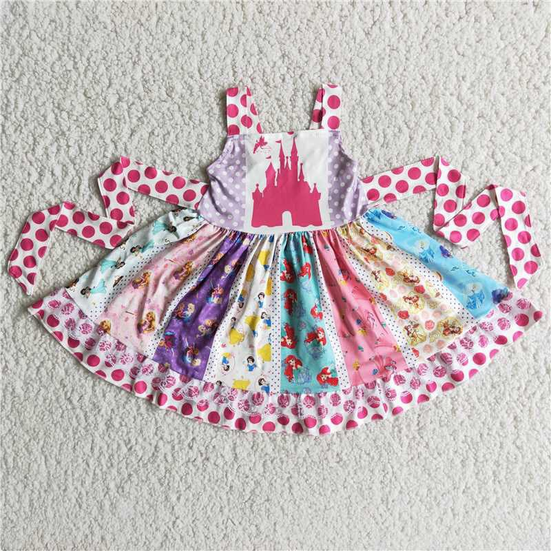 A17-21 baby girl clothes summer cartoon princess castle dress
