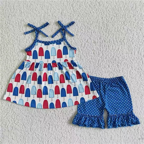 C14-2 girl summer july 4th popsicle outfits-promotion 2024.3.30 $5.5