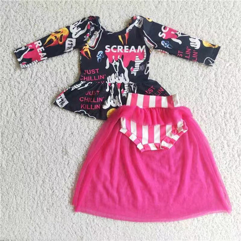 6 C8-24 baby girl clothes hot pink halloween tulle skirt set-promotion 2023.9.4