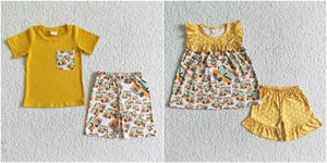 kids clothing yellow back to school matching set