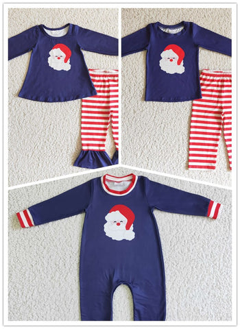 baby clothing navy santa claus kids matching christmas clothes
