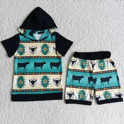B4-1 boy clothes boy hoodies cow black summer set-promotion 2024.3.16 $5.5