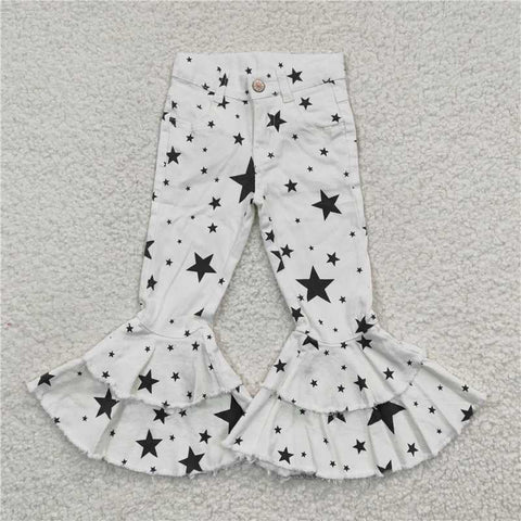 P0068 kids clothes girls star bell bottom jeans flare pant