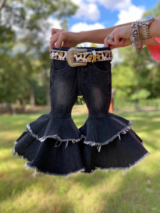 E5-26 baby girl clothes black jeans bell bottom pants