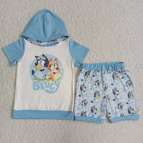 C1-2 baby boy clothes blue dog cartoon summer outfit