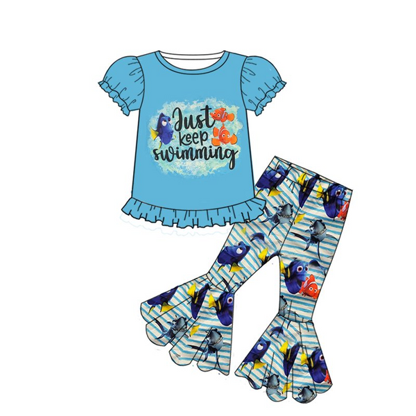 GSPO0147 toddler girl fall clothes just keep swiming outfits