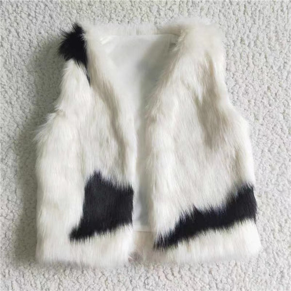 white fur vest red cartoon christmas outfits baby girl clothes 2