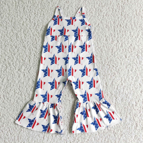 SR0057 baby girl clothes 4th of july patriotic summer jumpsuit