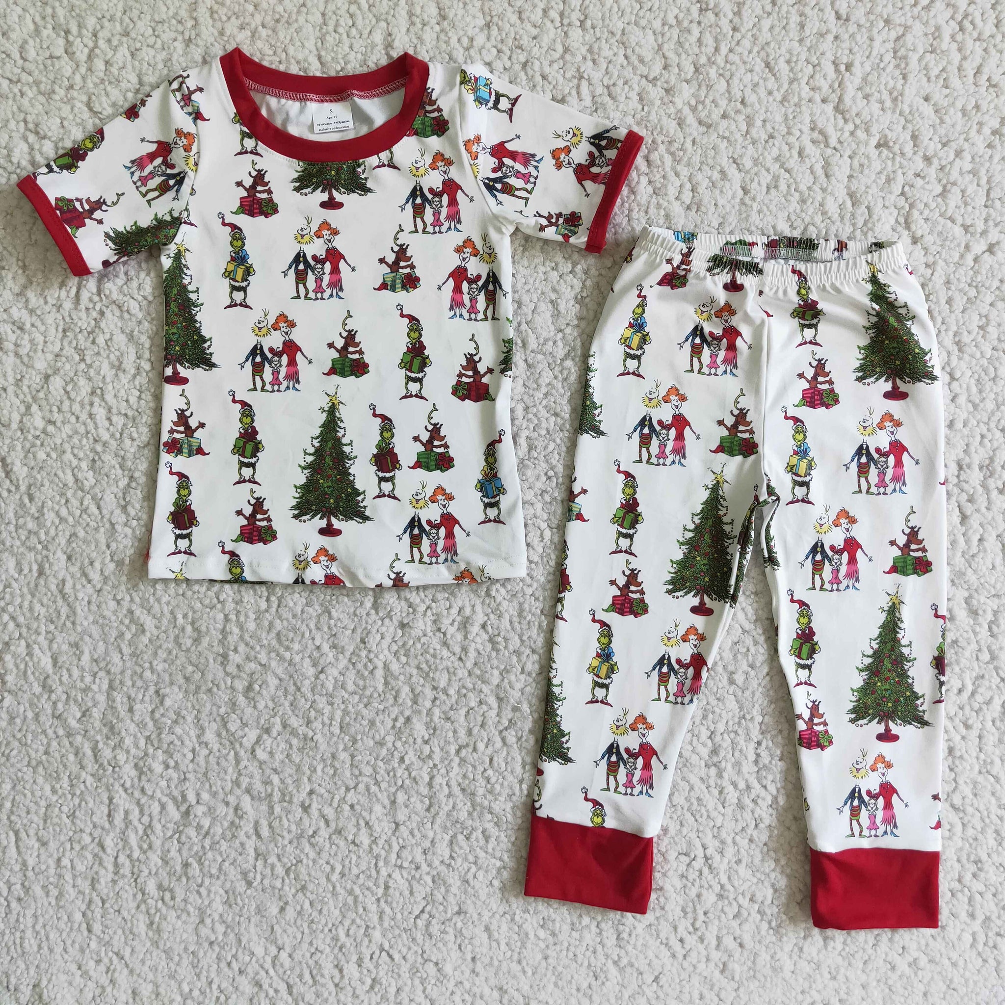 boy christmas short sleeve fall spring pajamas set