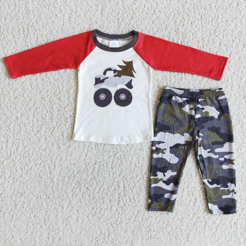 6 A14-2 boy red truck camouflage winter long sleeve set-promotion 2023.10.28